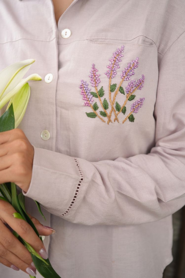 Lavender cotton linen blouse