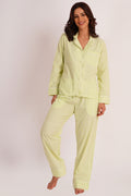 Olia Green Cotton Seersucker Checks Night Suit Set