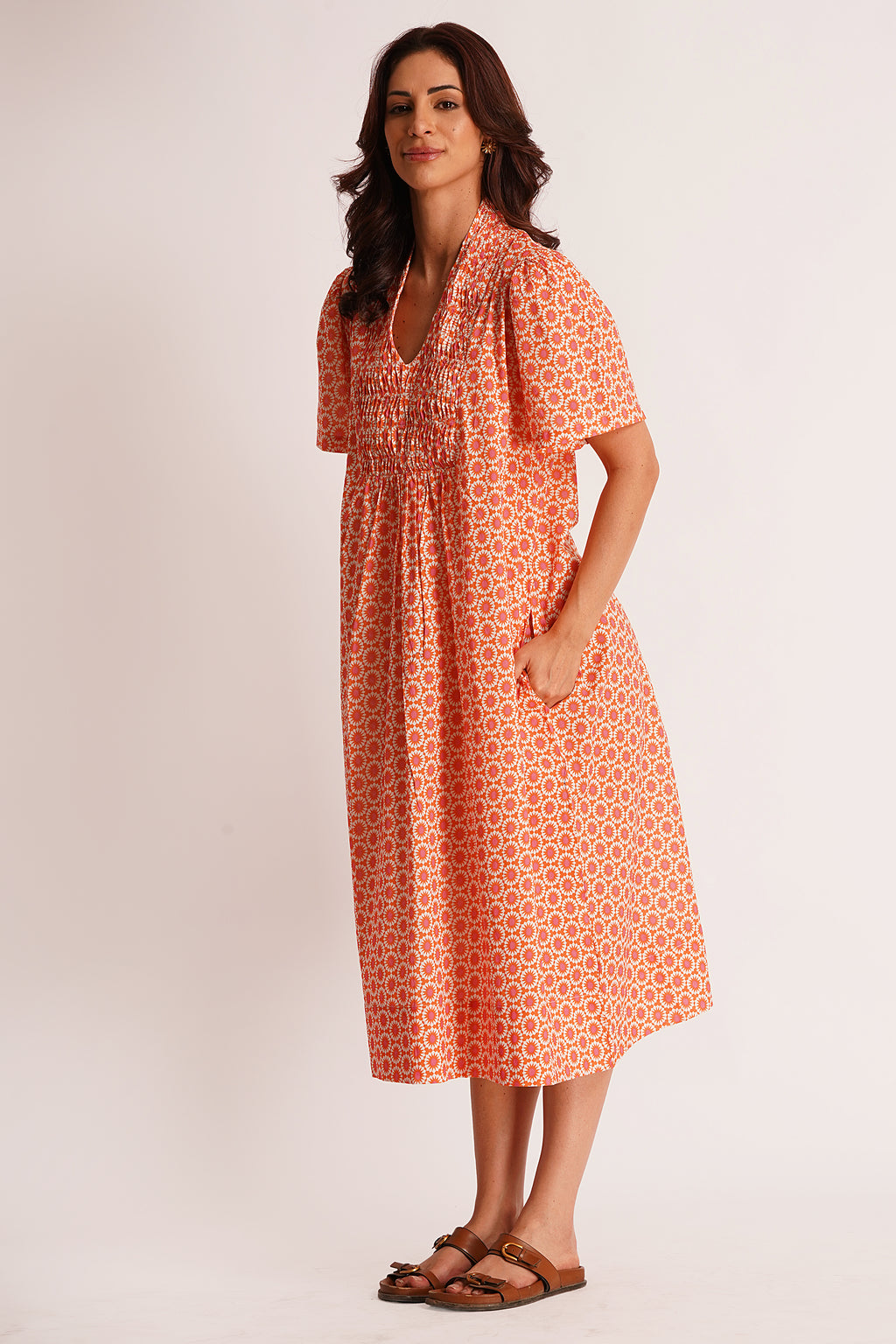 Sun Flower Pintuck Dress