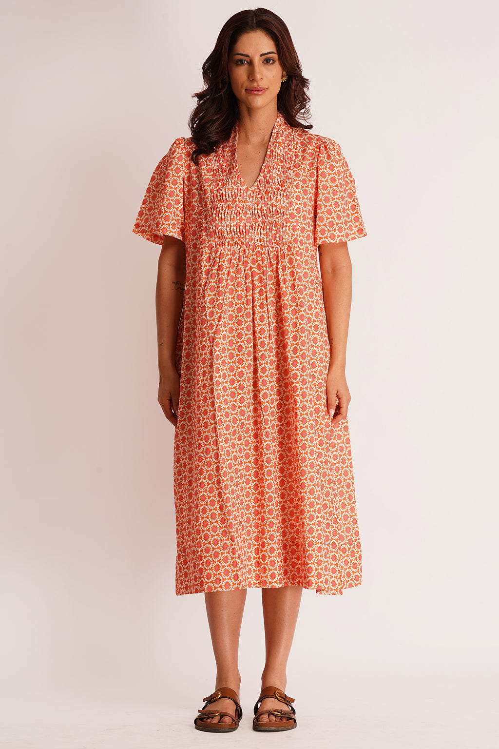 Sun Flower Pintuck Dress