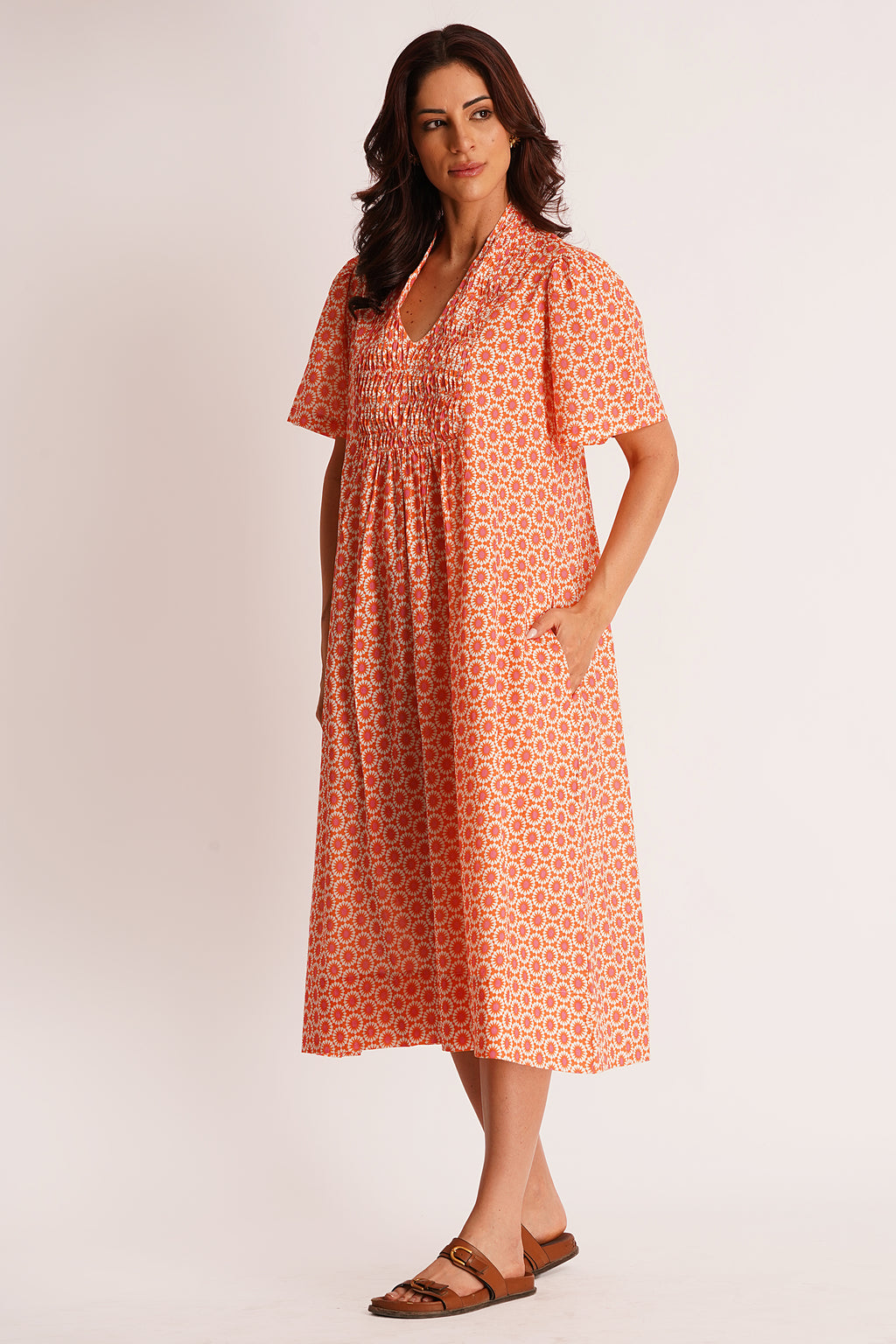 Sun Flower Pintuck Dress
