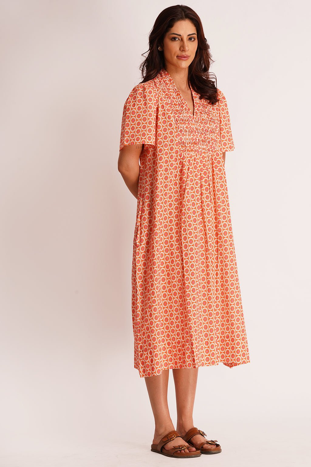 Sun Flower Pintuck Dress