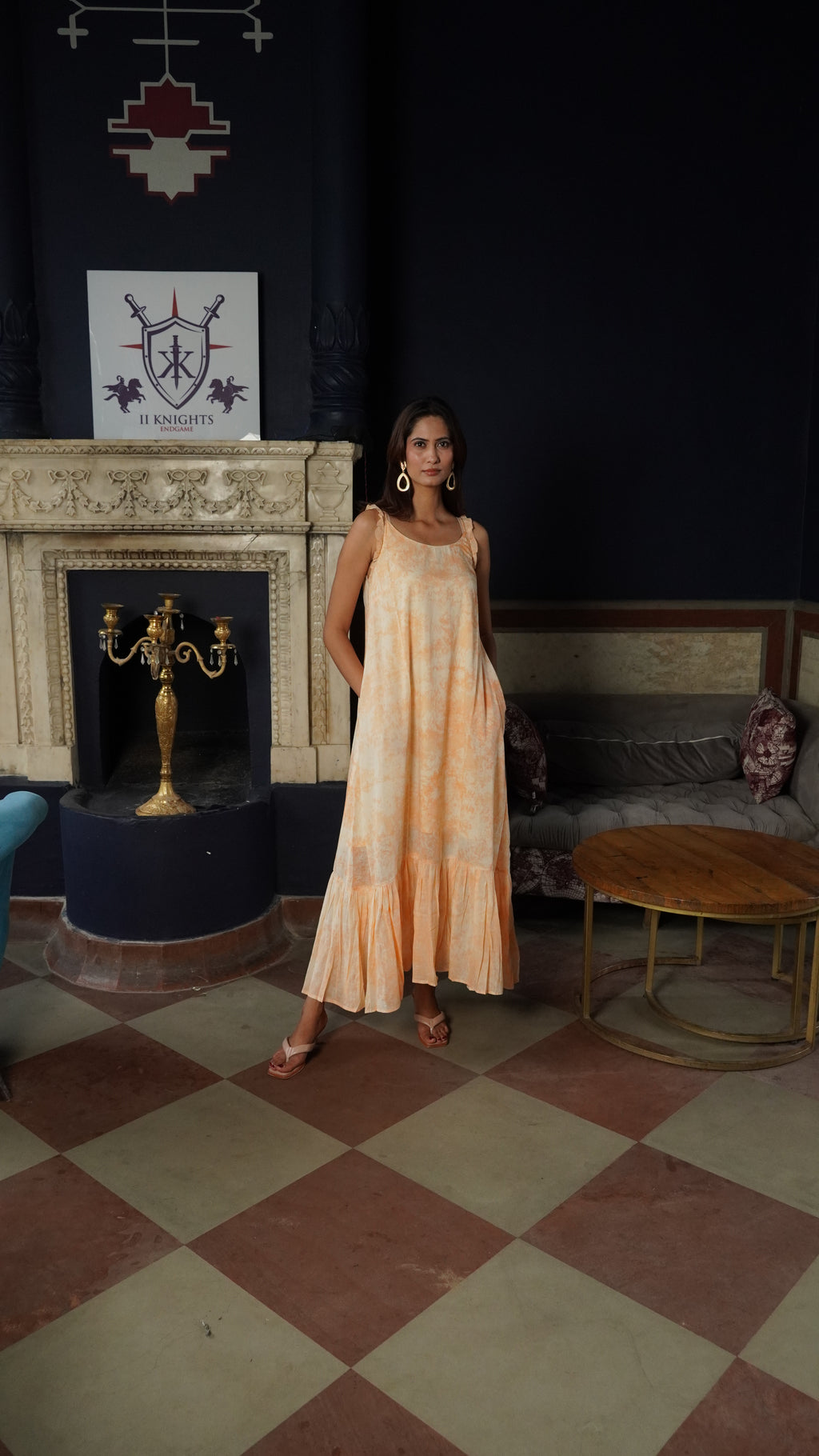 Mango Swirl Midi Dress