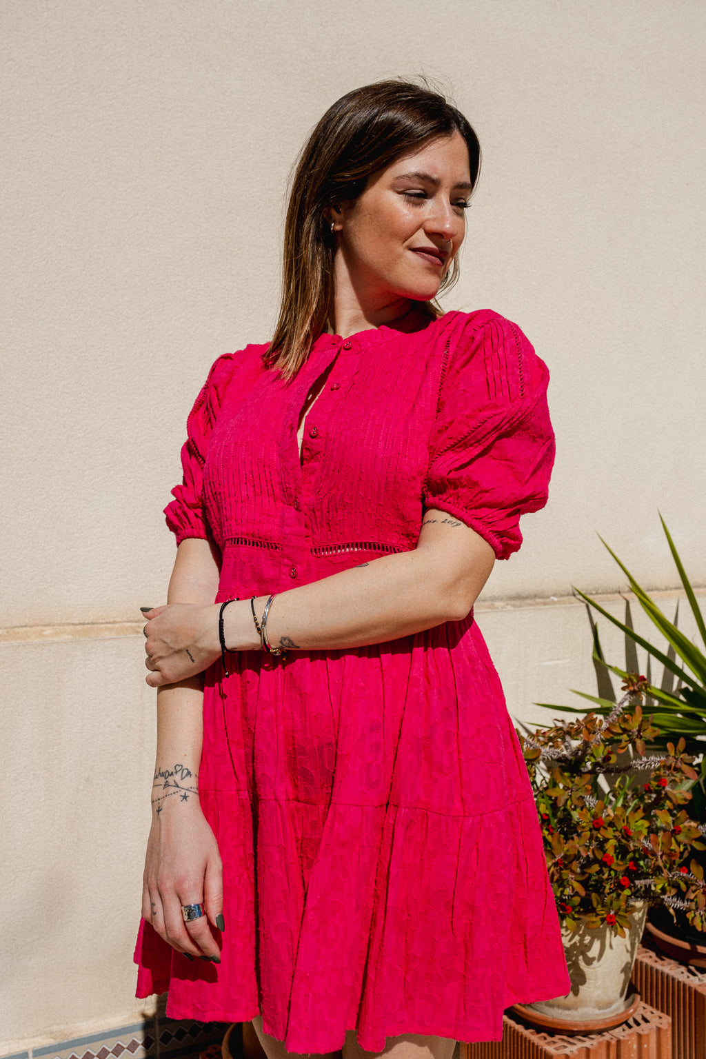 Peony Pintuck Tier Dress