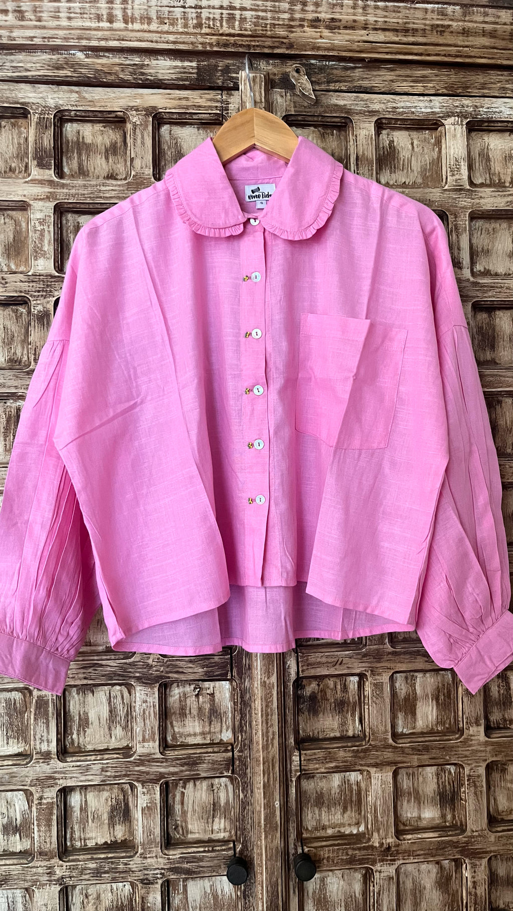 Rush Hour Crop Drop Shoulder Shirt (Pink)