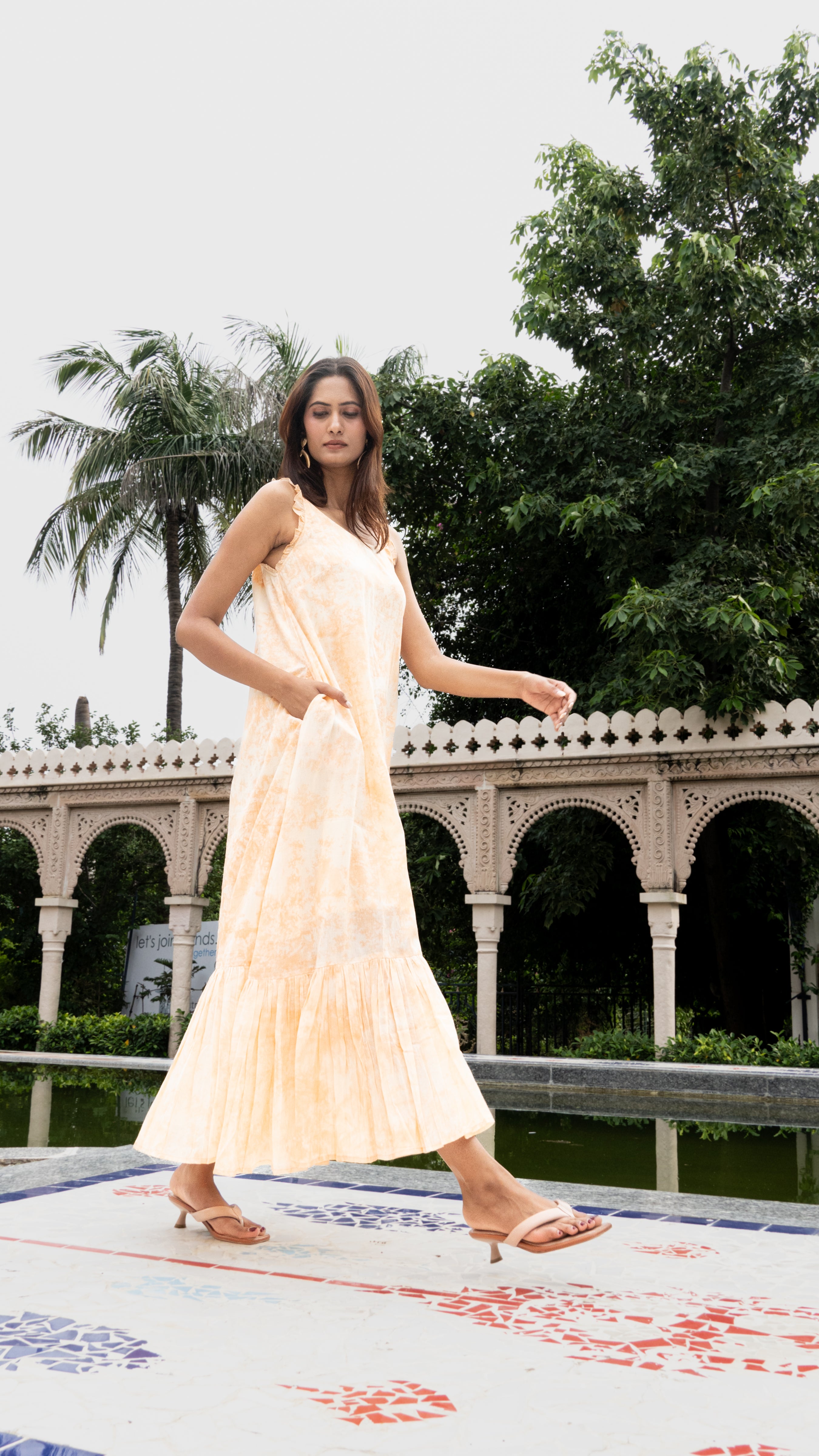 Mango Swirl Midi Dress