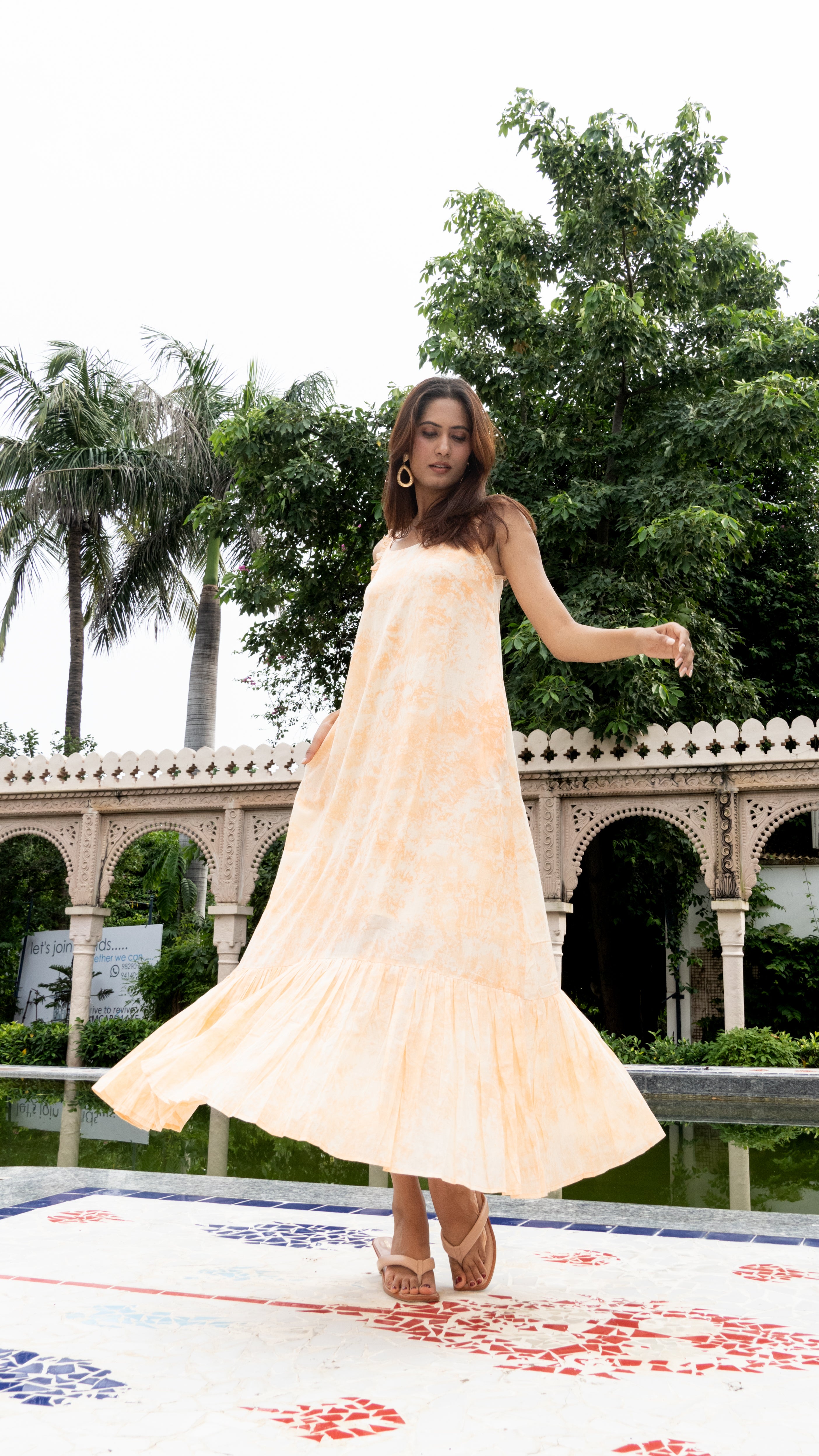 Mango Swirl Midi Dress