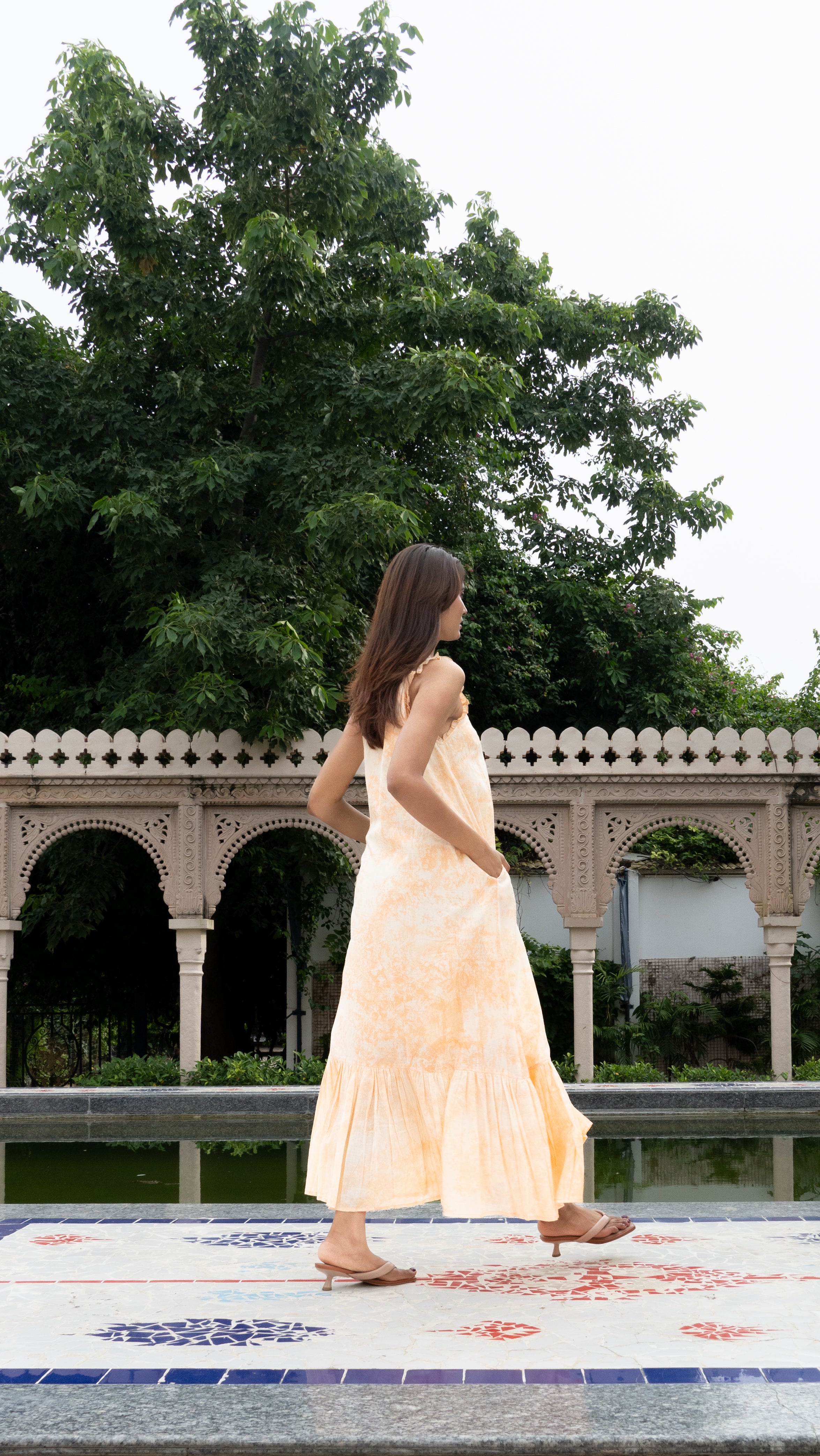 Mango Swirl Midi Dress