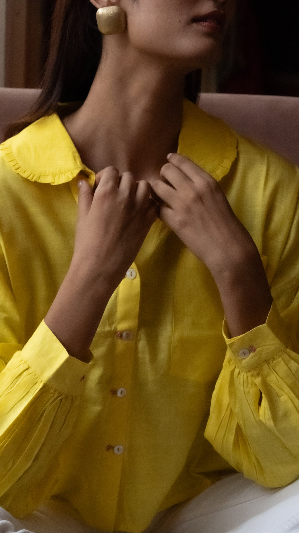 Rush Hour-crop Drop Shoulder Shirt (White)