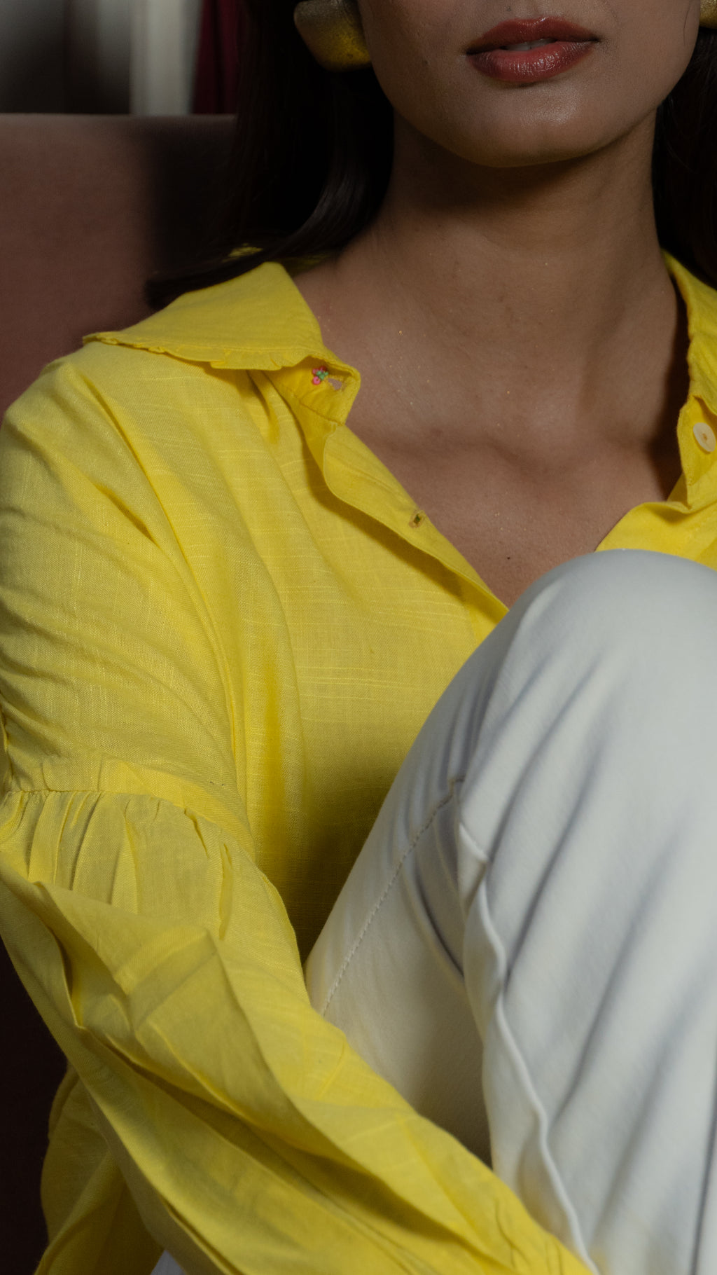 Rush Hour-crop Drop Shoulder Shirt (White)