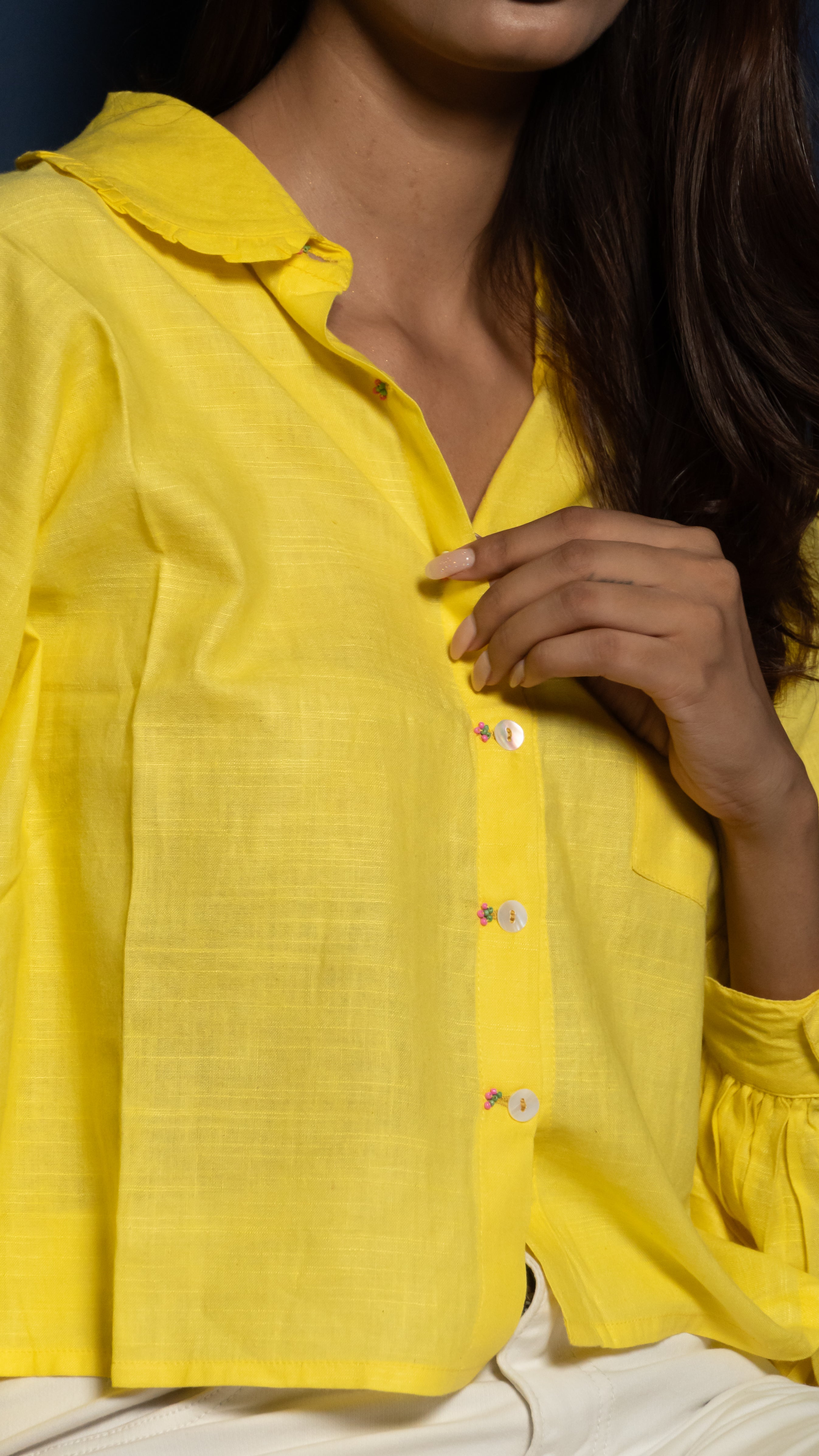 Rush Hour-crop Drop Shoulder Shirt (White)