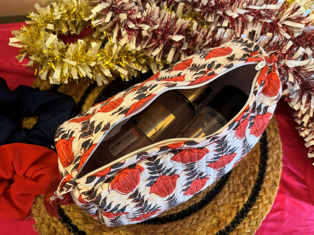Red White Floral – Pouches Set of 3