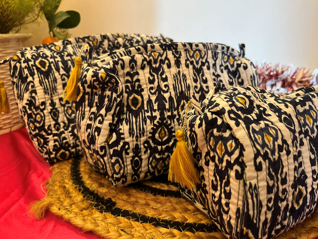 Blue Ikat – Pouches Set of 3