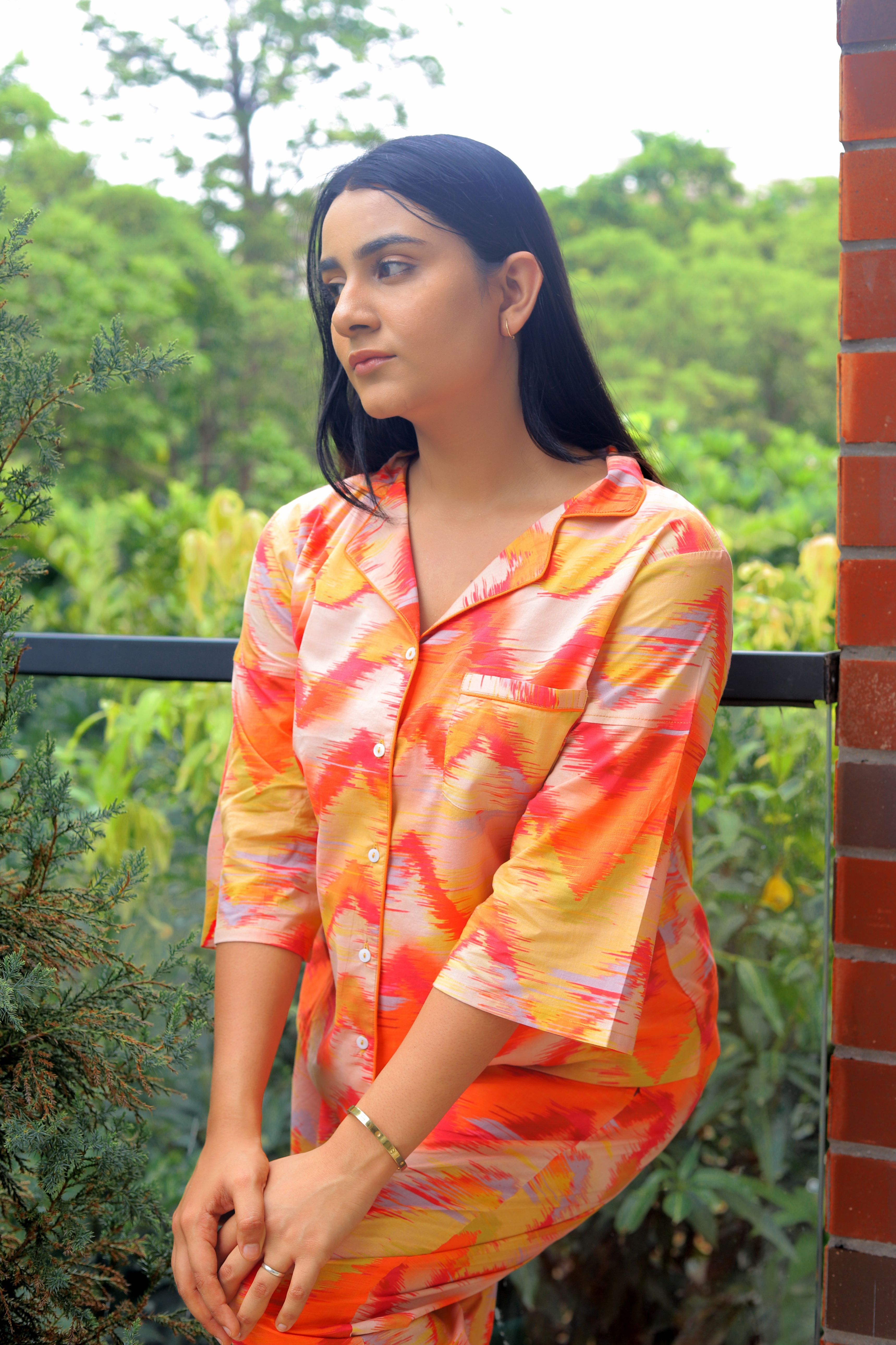Ikat 2-Pcs Shirt And Pyjama Set