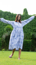 Blue Twirl Midi Dress