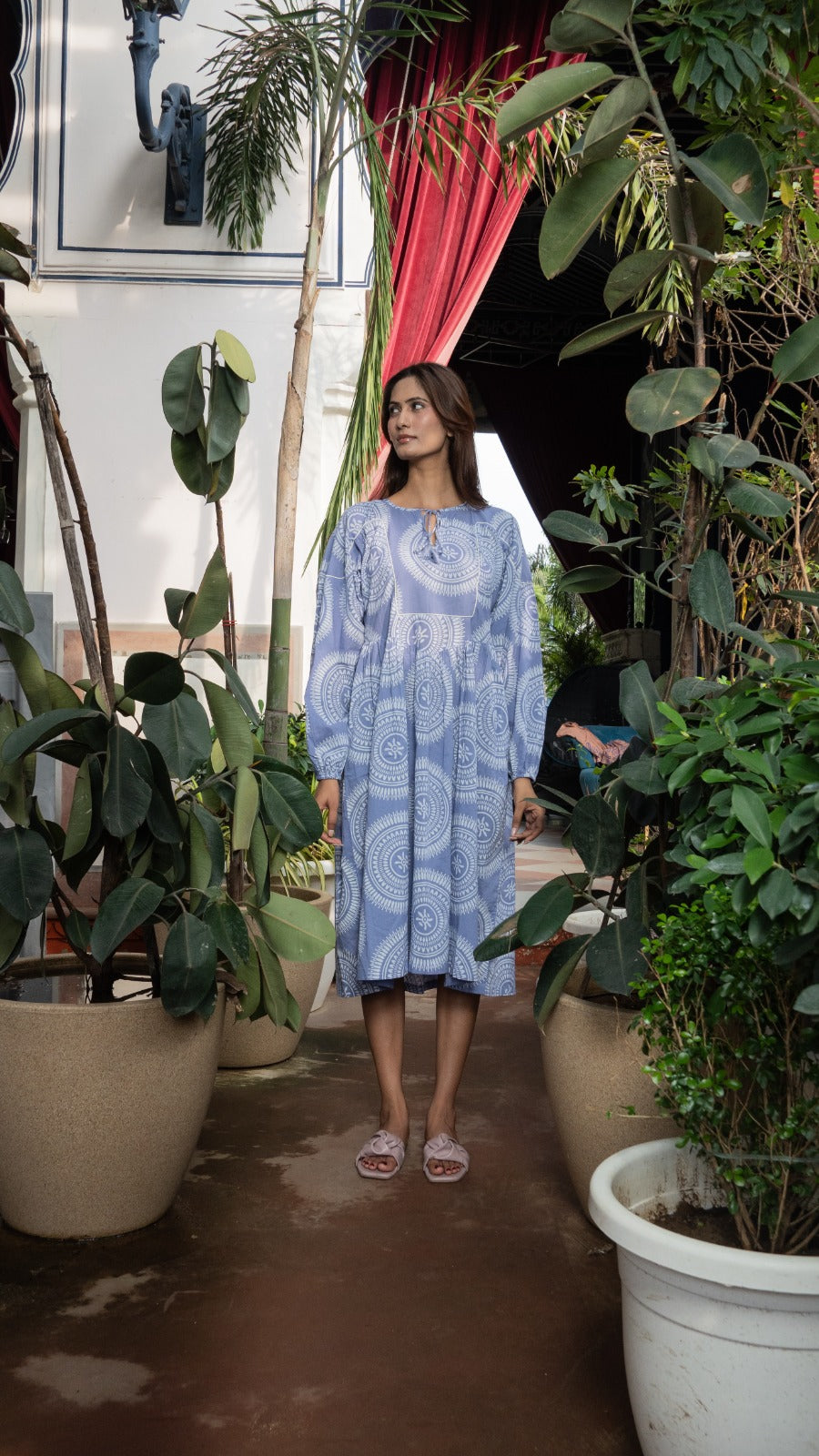 Blue Twirl Midi Dress