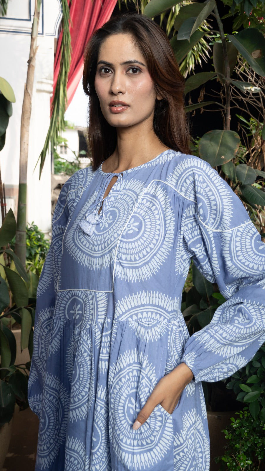 Blue Twirl Midi Dress