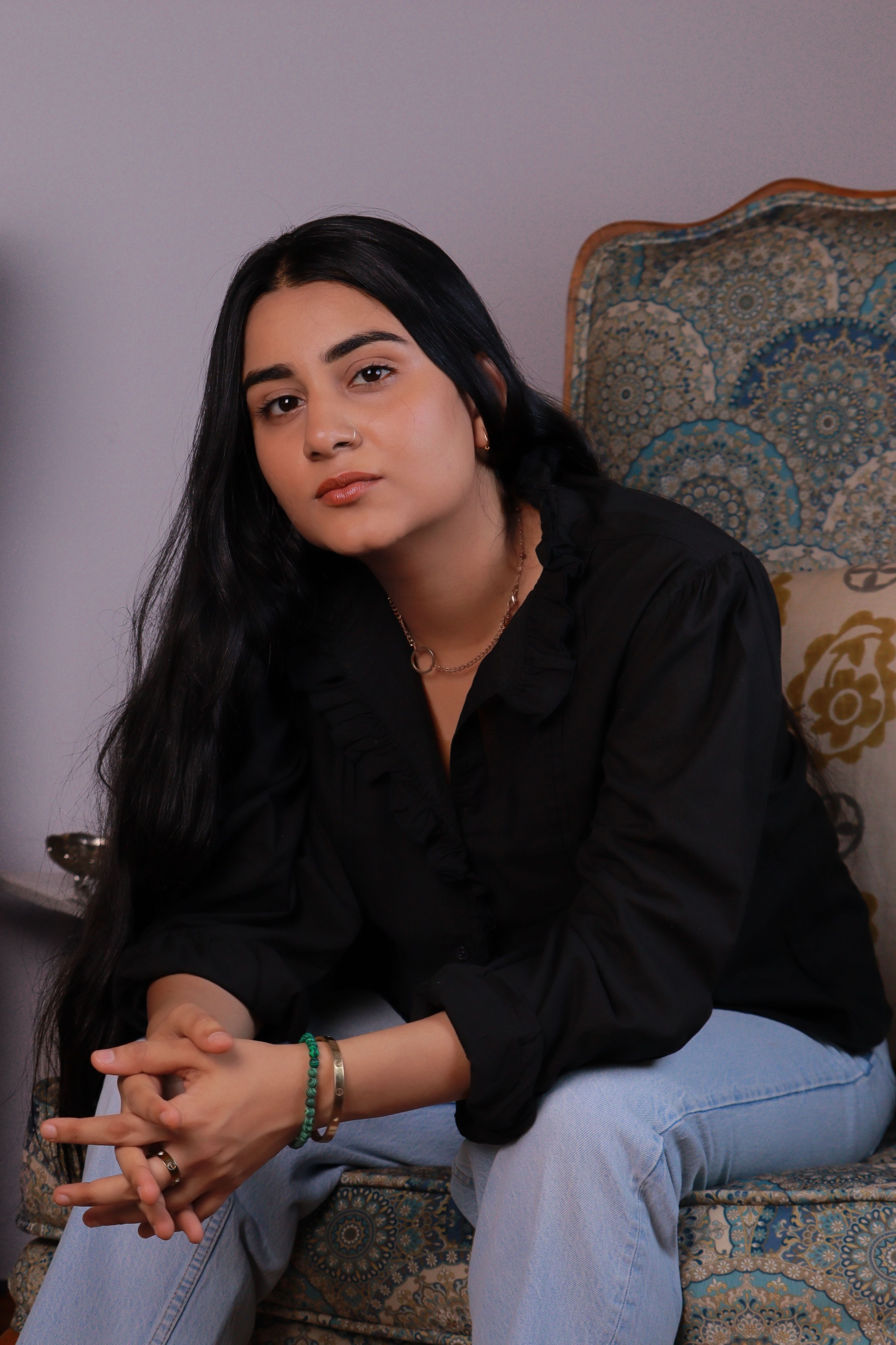 Gaza-Frill Collar Top For Women