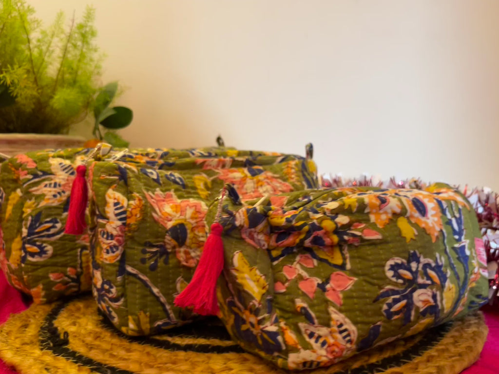 Green Floral – Pouches Set of 3