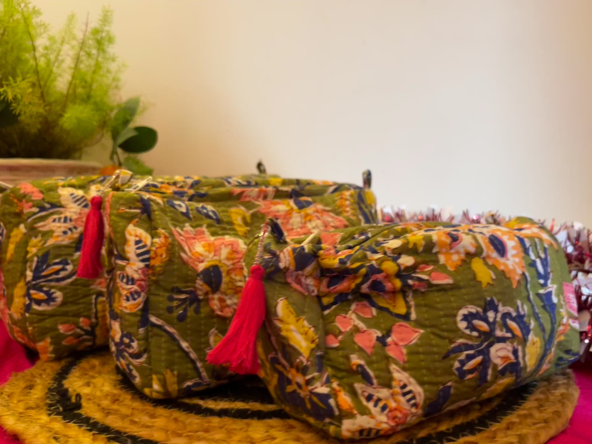 Green Floral – Pouches Set of 3
