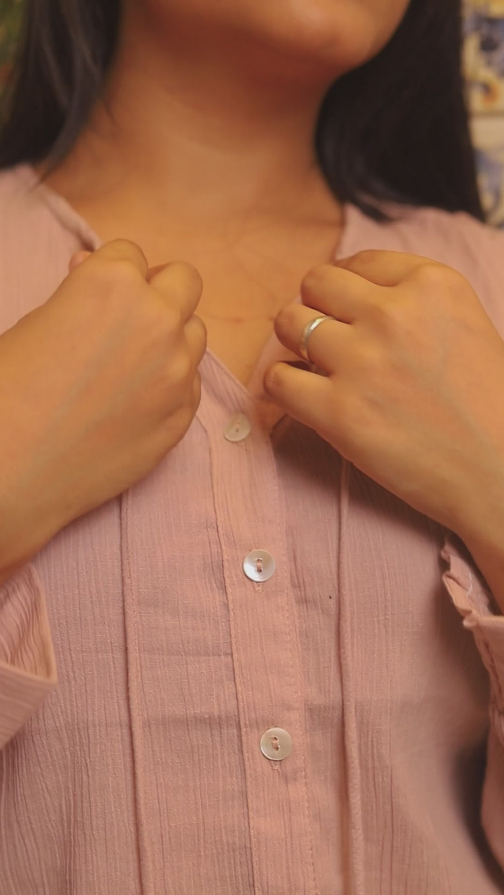 Nikhat- Smocked Cuff Crinkled Texture Top