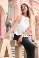 Peace-Halter Neck Embellished Top